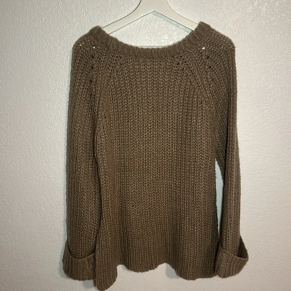 Coin 1904 Tan Chunky Knit Wide Cuff Crew Sweater Size Medium